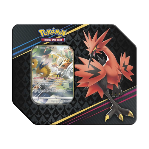 Pokémon TCG Crown Zenith Galarian Zapdos Tin sealed product with 5 booster packs and foil promo card