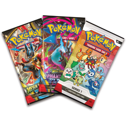 Pokémon TCG First Partner Illustration Collection Series 1 showing foil promo cards featuring starter Pokémon and sticker sheet