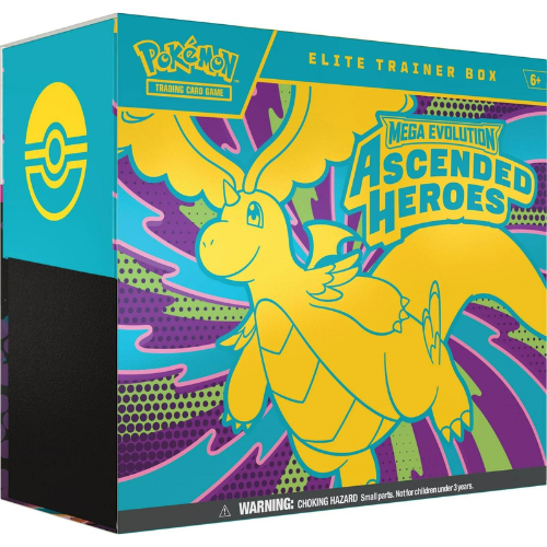 Pokémon TCG Scarlet & Violet Mega Evolution Ascended Heroes Elite Trainer Box sealed product featuring Mega Dragonite ex