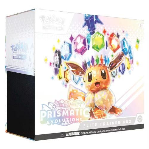 Pokémon TCG Scarlet & Violet Prismatic Evolutions Elite Trainer Box sealed product featuring Eevee and Eeveelutions
